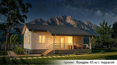 Одноэтажный дом «Фредрик» 65 м2 с террасой