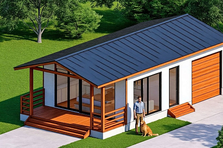 Одноэтажный гостевой дом «РЕМБРАНДТ» 58 м2 с гаражом